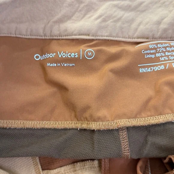 Outdoor Voices Stylish Women's Tan and Brown Shorts - Picture 4 of 4